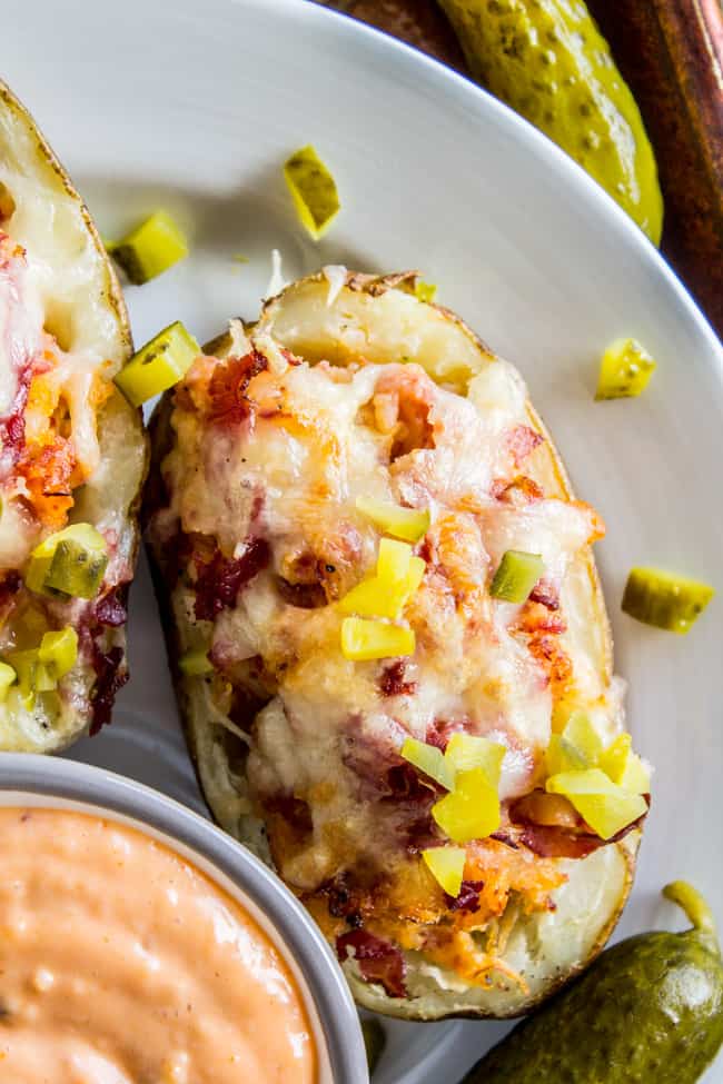 Reuben-Stuffed Twice Baked Potatoes from The Food Charlatan