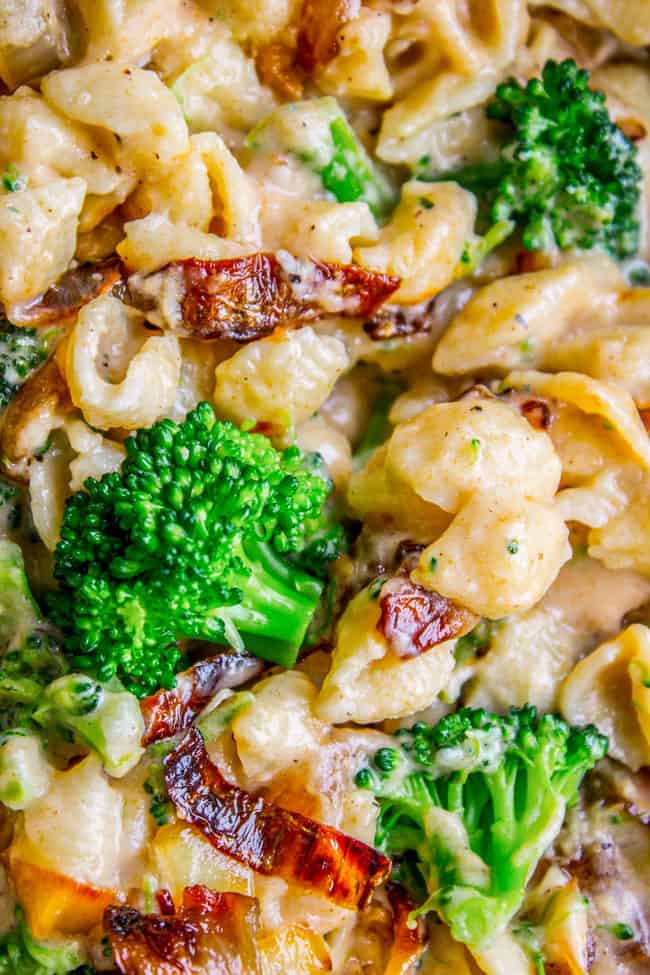 Mac and Cheese with Caramelized Onions and Broccoli from The Food Charlatan