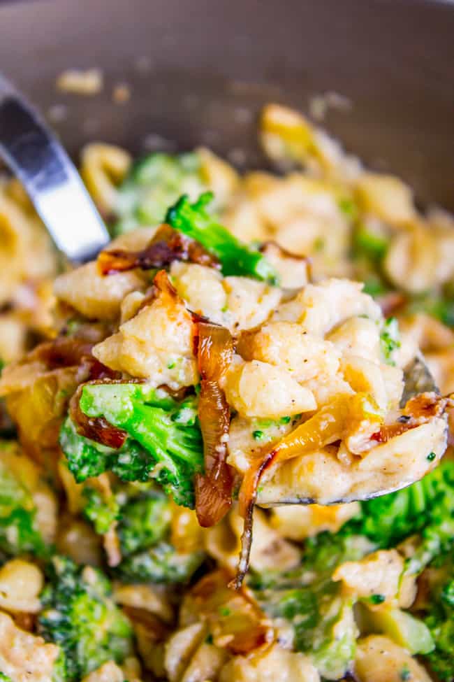 Mac and Cheese with Caramelized Onions and Broccoli from The Food Charlatan