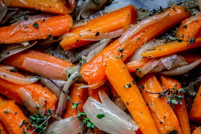 sautéed carrots, shallots, and thyme.