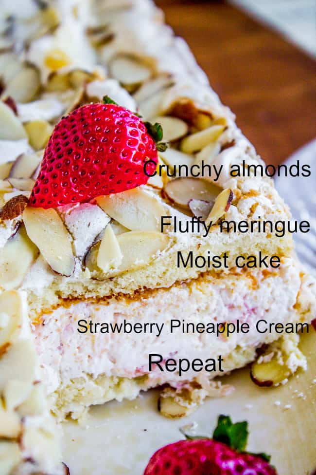 Strawberry Pineapple Meringue Cake from The Food Charlatan