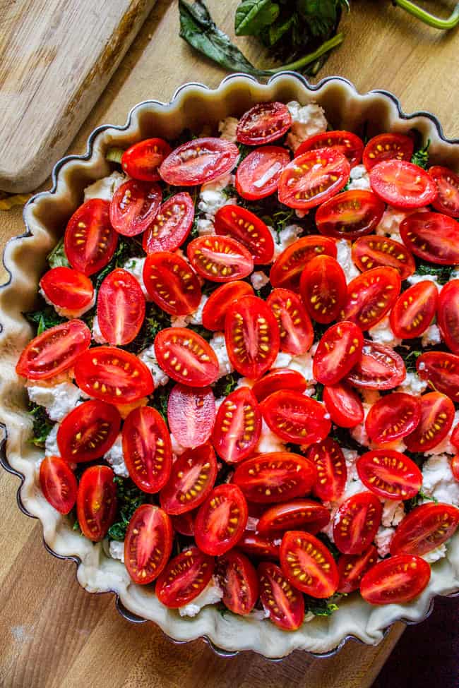 Cherry Tomato, Leek, and Spinach Quiche from The Food Charlatan