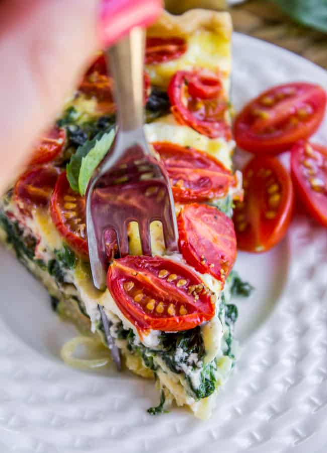 Cherry Tomato, Leek, and Spinach Quiche from The Food Charlatan