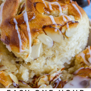 honey almond sweet rolls with glaze.