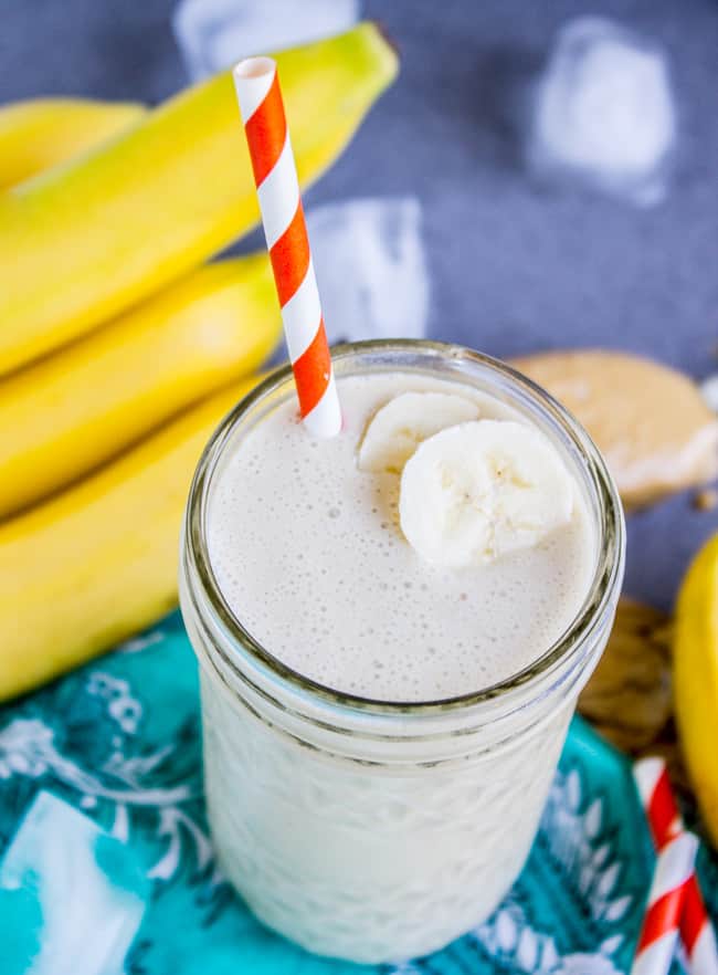 Peanut Butter Banana Smoothie (4 Ingredients!) from The Food Charlatan