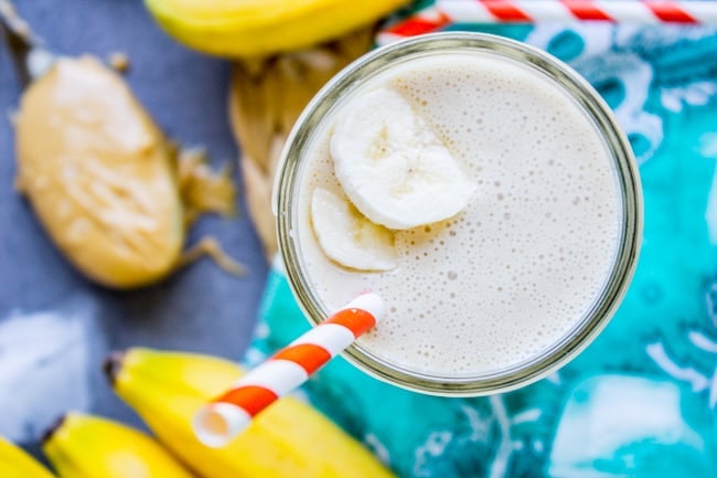 Peanut Butter Banana Smoothie (4 Ingredients!) from The Food Charlatan