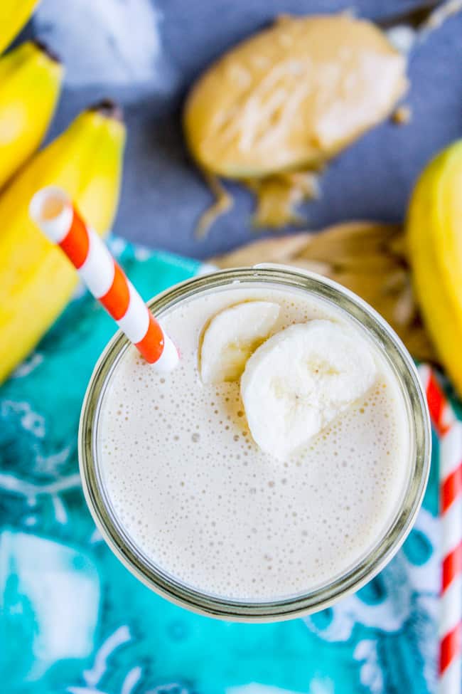 Peanut Butter Banana Smoothie (4 Ingredients!) from The Food Charlatan