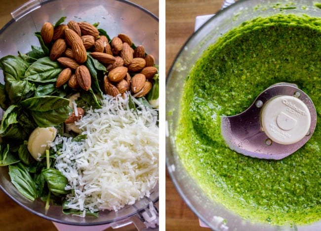 Almond-Crusted Chicken with Homemade Pesto Pasta from The Food Charlatan