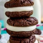 Homemade Oreos with Cream Cheese Frosting (Cake Mix Cookies) from The Food Charlatan