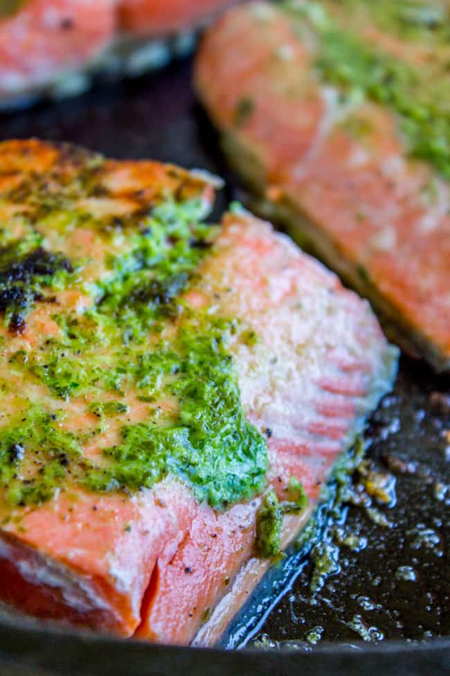 20 Minute Pan-Seared Salmon with Arugula Pesto - The Food Charlatan