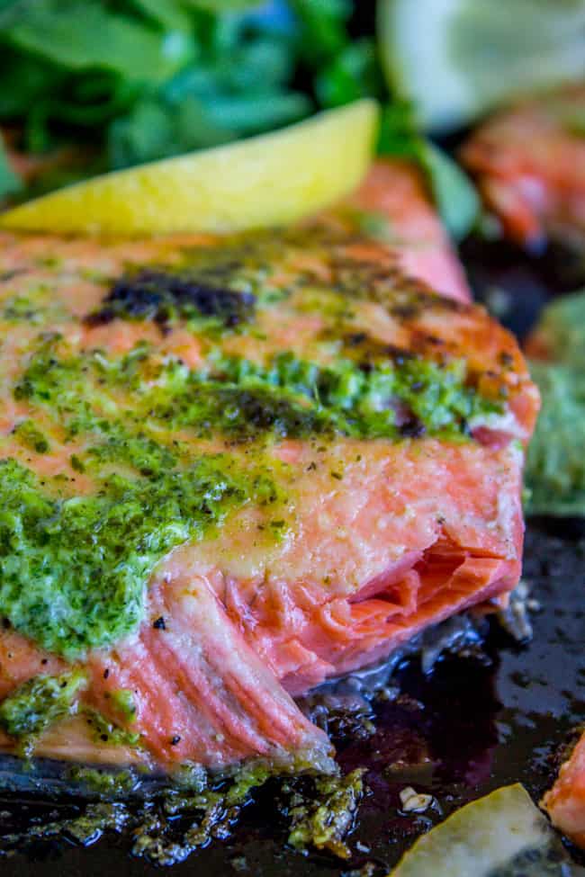 20 Minute Pan-Seared Salmon with Arugula Pesto - The Food Charlatan