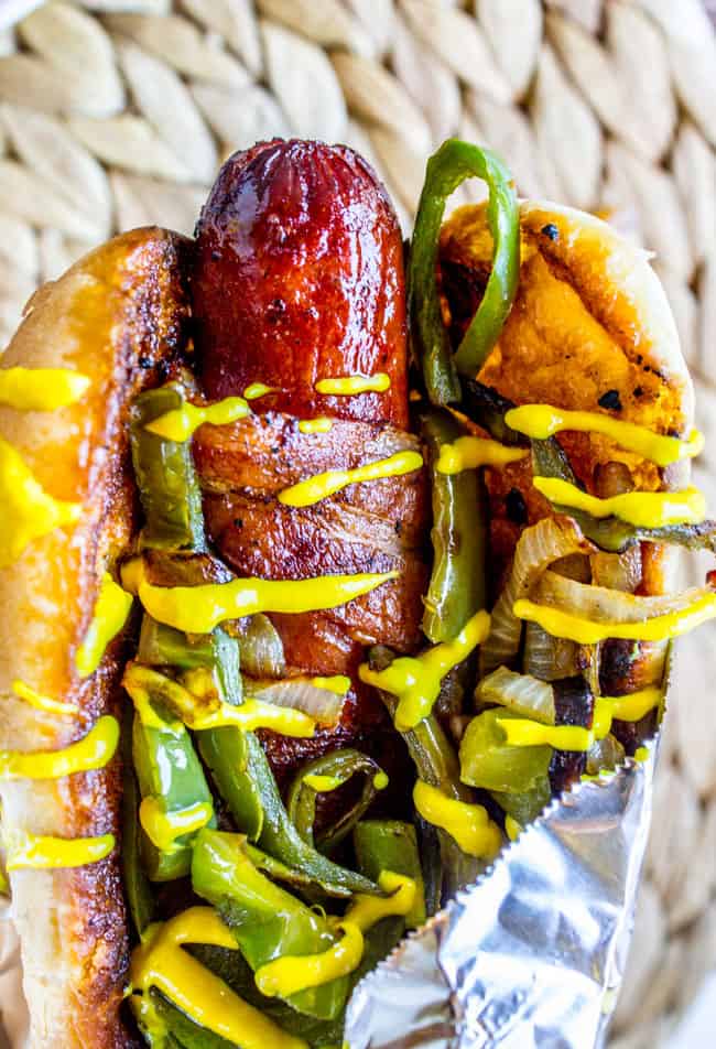 Bacon Wrapped Hot Dogs (Grilled) from The Food Charlatan