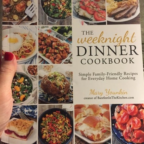 a photo of a weeknight dinner cookbook.