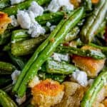 Roasted Garlic Green Beans with Fried Sourdough from The Food Charlatan