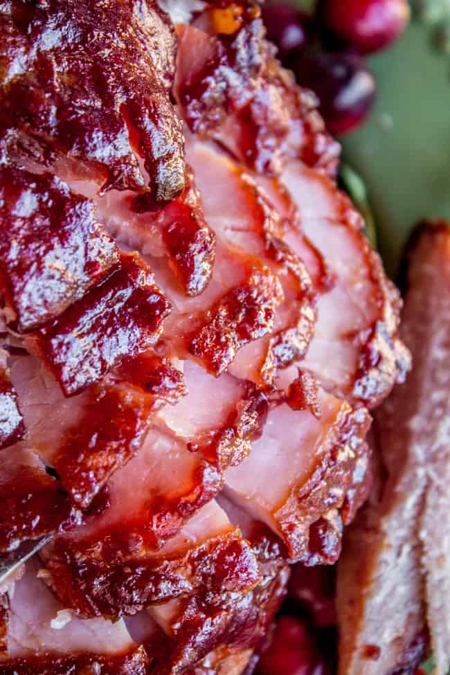 How to glaze a ham-close up shot, sliced