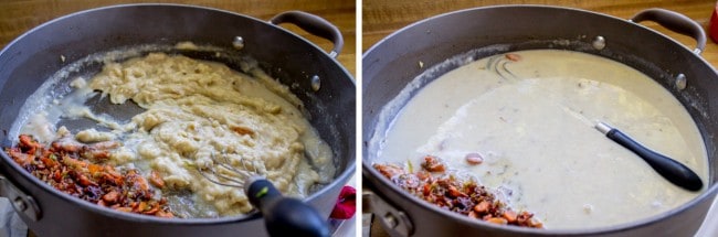 making a roux for chicken pot pie. 