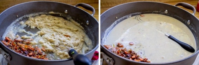 making a roux for chicken pot pie. 