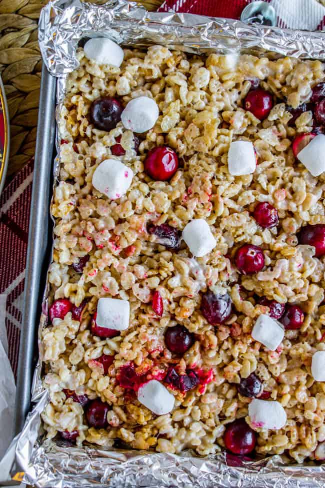 Cranberry Brown Butter Rice Krispie Treats from The Food Charlatan