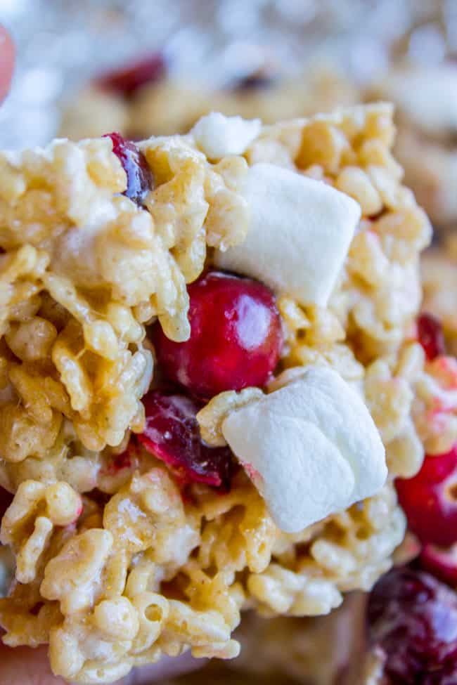Cranberry Brown Butter Rice Krispie Treats from The Food Charlatan