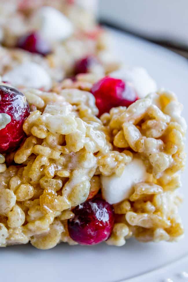 Cranberry Brown Butter Rice Krispie Treats from The Food Charlatan