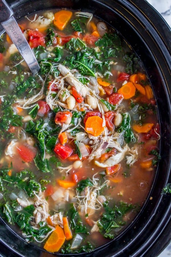 Chicken, White Bean, and Kale Soup (Slow Cooker) - The Food Charlatan