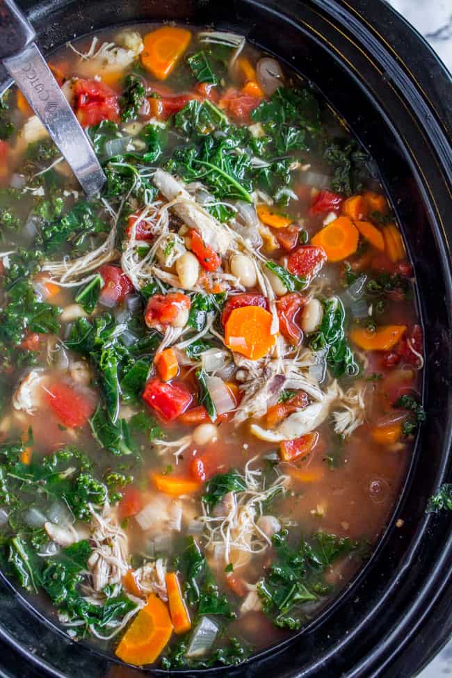 Chicken, White Bean, and Kale Soup (Slow Cooker) - The Food Charlatan