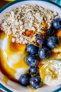 Make-Ahead Banana Blueberry Overnight Oats with Honey from The Food Charlatan