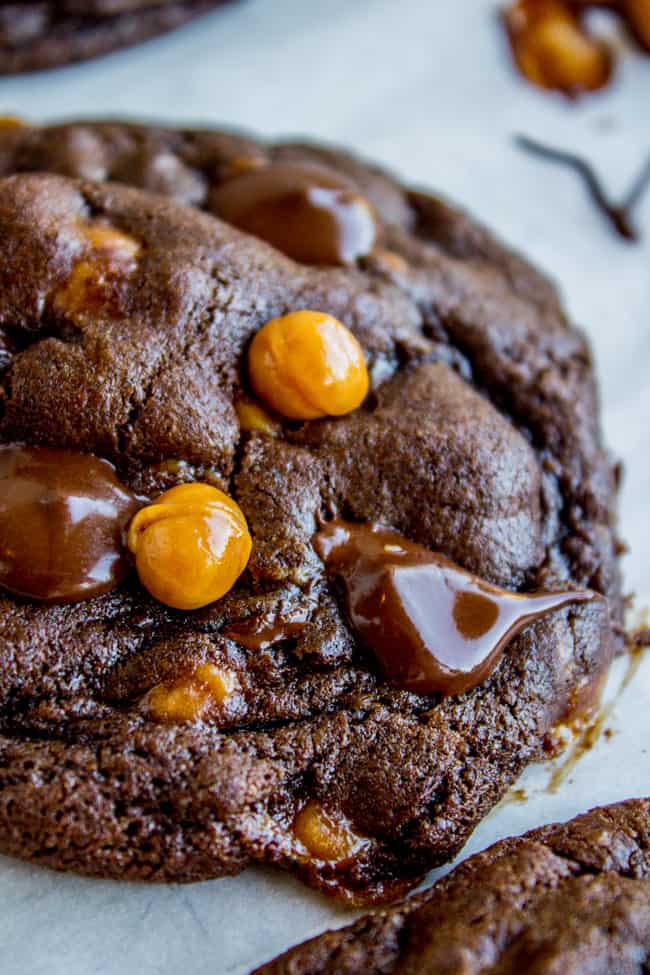 Double Chocolate Cookies with Caramel Bits from The Food Charlatan