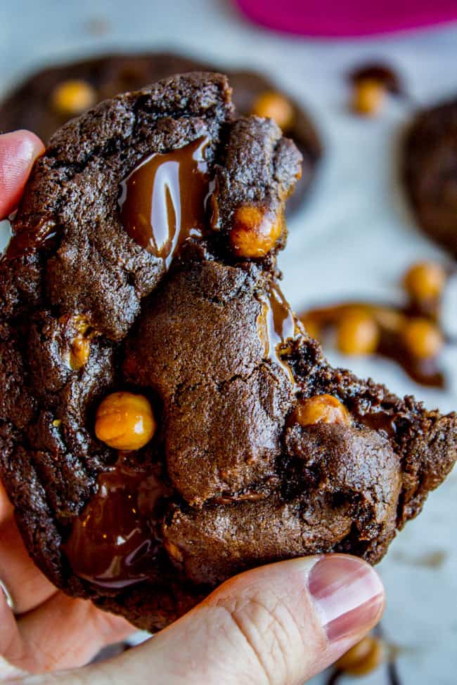 Double Chocolate Cookies with Caramel Bits from The Food Charlatan