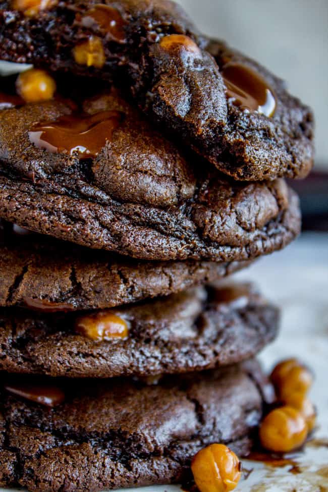 Double Chocolate Cookies with Caramel Bits from The Food Charlatan