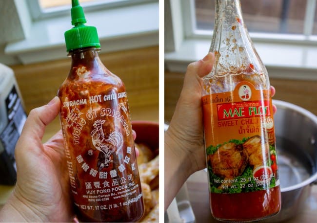 Sriracha & Sweet Chili Sauces for the marinade