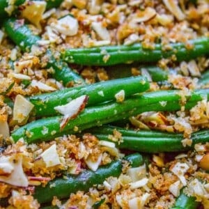 Make Ahead Green Beans with Garlic Bread Crumbs and Almonds from The Food Charlatan