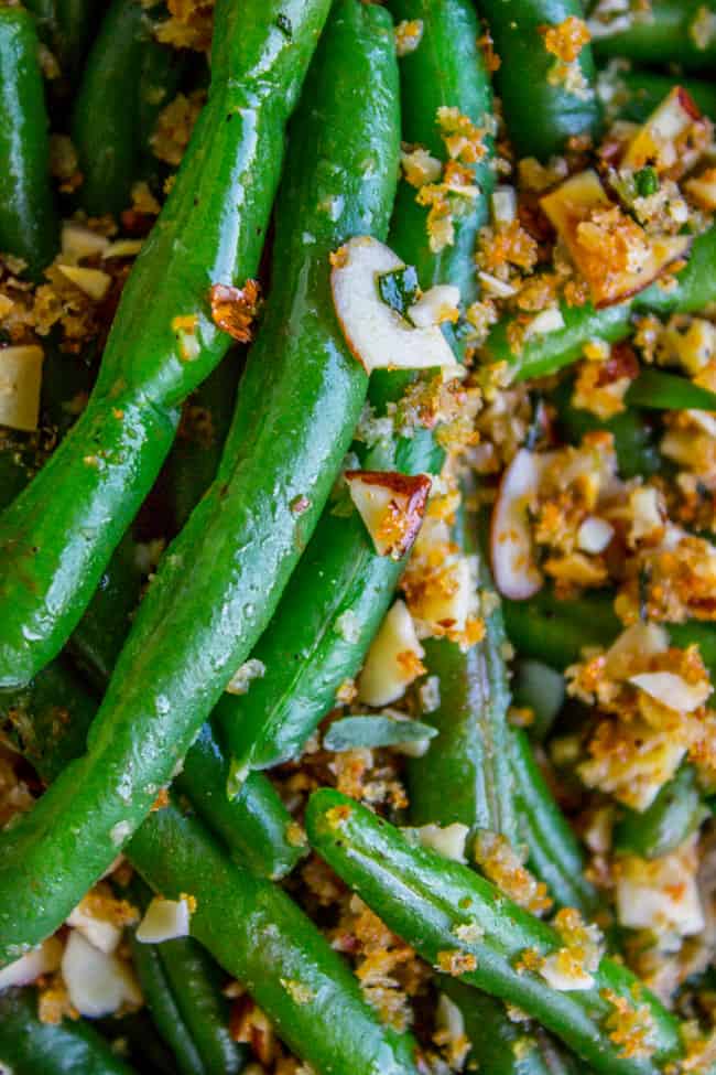 Make Ahead Green Beans with Garlic Bread Crumbs and Almonds from The Food Charlatan