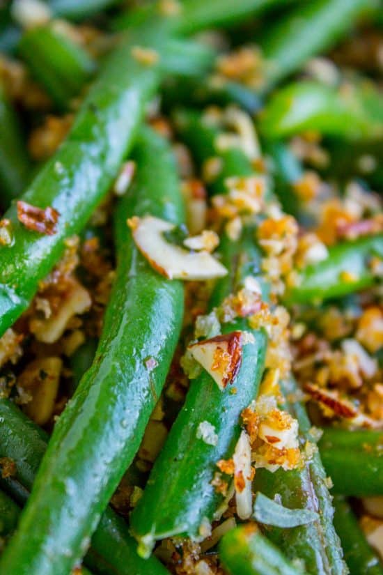 Make Ahead Green Beans with Garlic Bread Crumbs and Almonds from The Food Charlatan