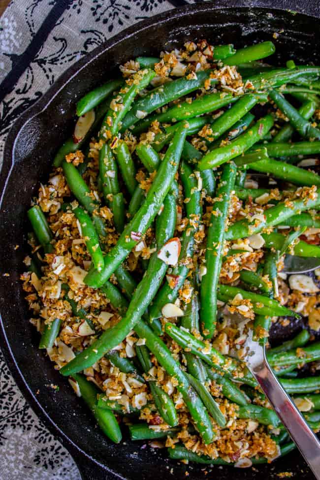 Make Ahead Green Beans with Garlic Bread Crumbs and Almonds from The Food Charlatan