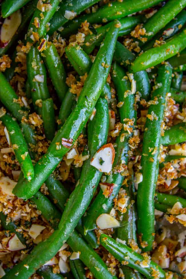 Make Ahead Green Beans with Garlic Bread Crumbs and Almonds from The Food Charlatan