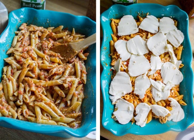 Extra Cheesy Penne and Mozzarella Casserole from The Food Charlatan