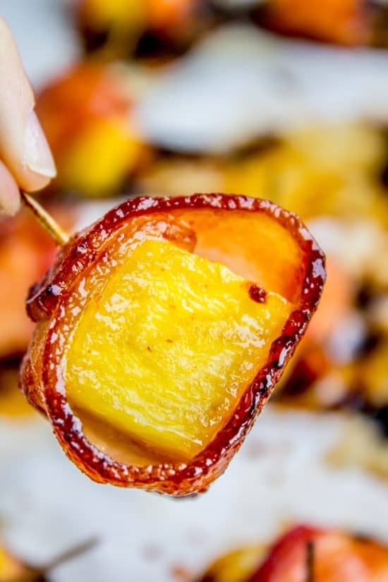 Bacon Wrapped Pineapple with Honey Chipotle Glaze from The Food Charlatan