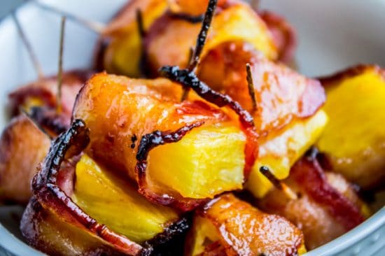 Bacon Wrapped Pineapple with Honey Chipotle Glaze from The Food Charlatan
