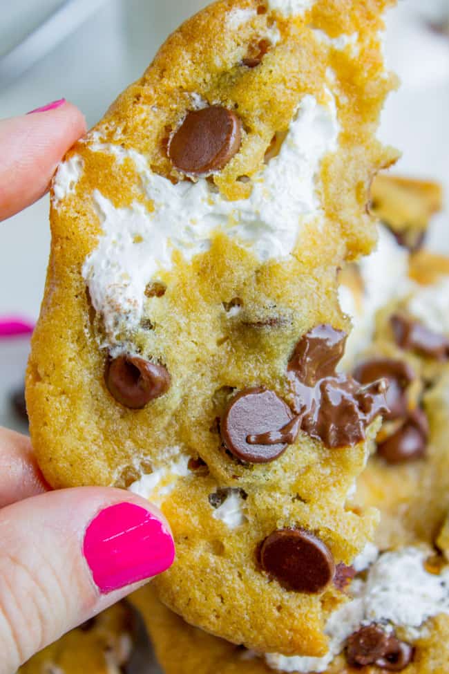 Marshmallow Creme Stuffed Chocolate Chip Cookies from The Food Charlatan