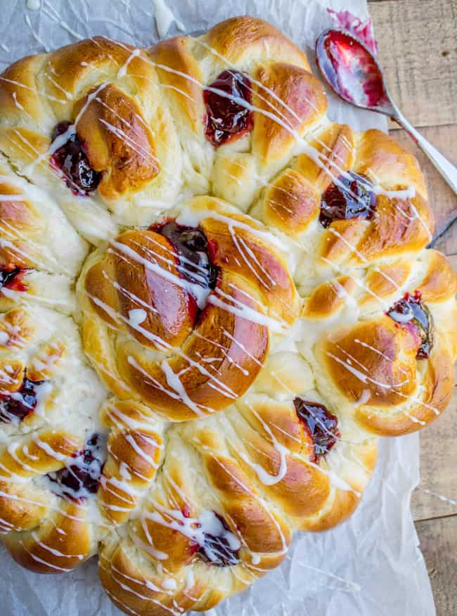 Raspberry Pull-Apart Buns with Coconut Glaze from The Food Charlatan