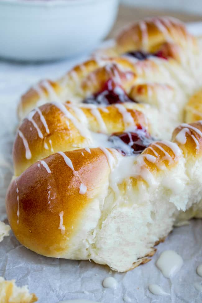 Raspberry Pull-Apart Buns with Coconut Glaze from The Food Charlatan