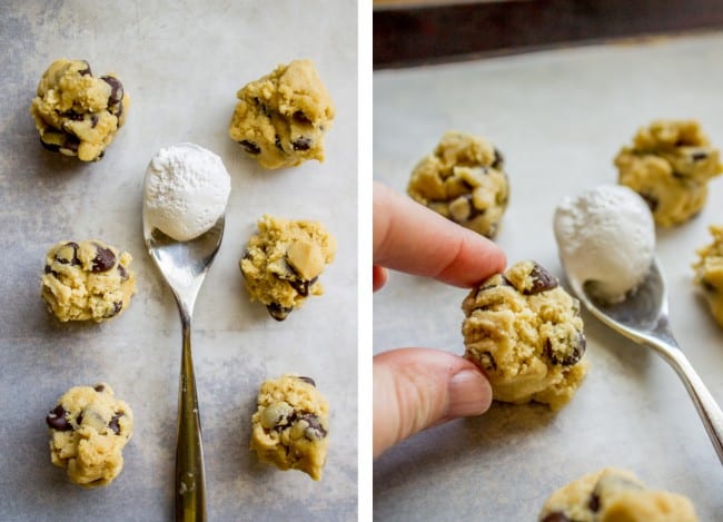 Marshmallow Creme Stuffed Chocolate Chip Cookies from The Food Charlatan