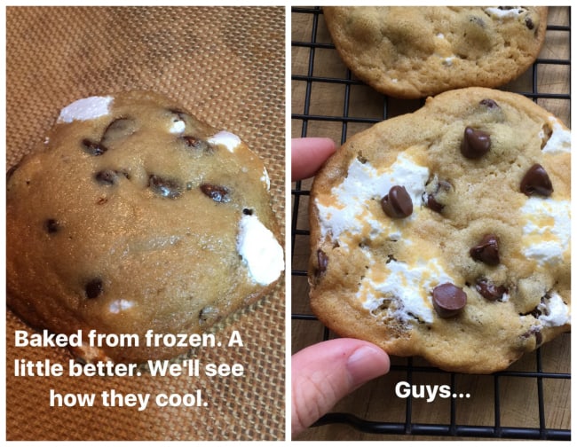 Marshmallow Creme Stuffed Chocolate Chip Cookies from The Food Charlatan