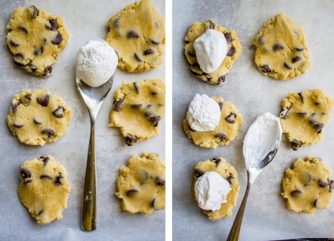 Marshmallow Creme Stuffed Chocolate Chip Cookies from The Food Charlatan