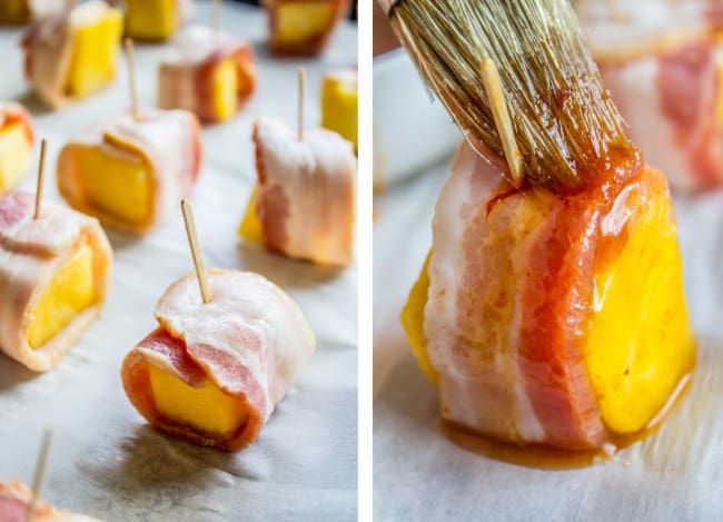 Bacon Wrapped Pineapple with Honey Chipotle Glaze from The Food Charlatan