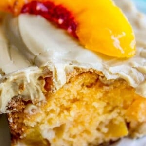 Peach Cake with Brown Sugar Frosting from The Food Charlatan