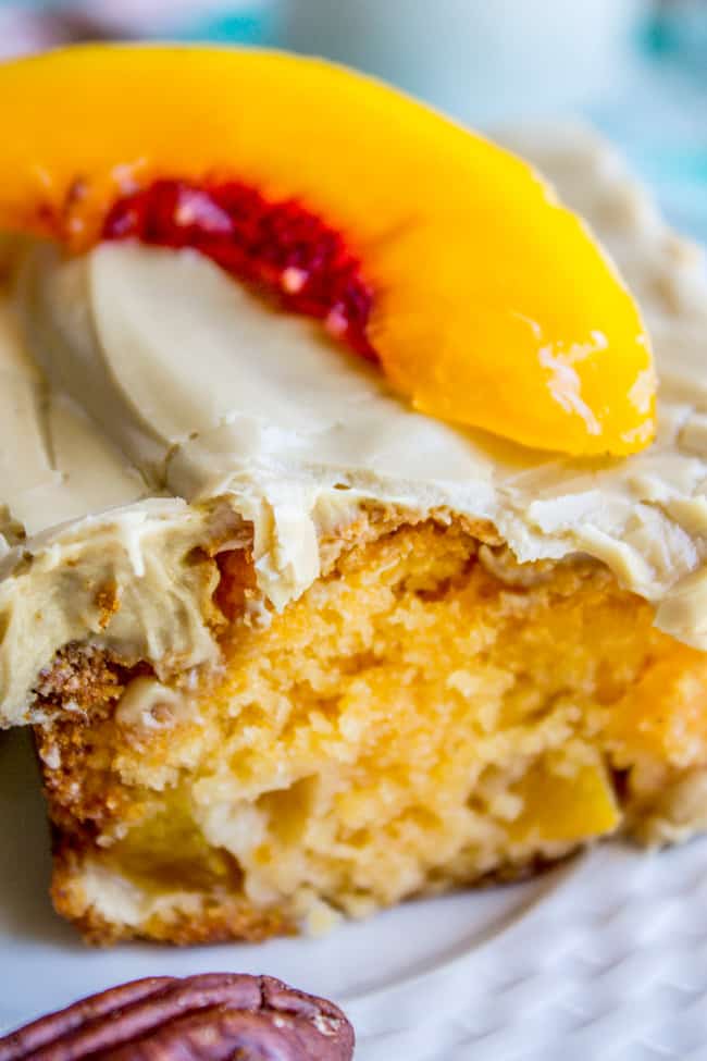 Peach Cake with Brown Sugar Frosting from The Food Charlatan