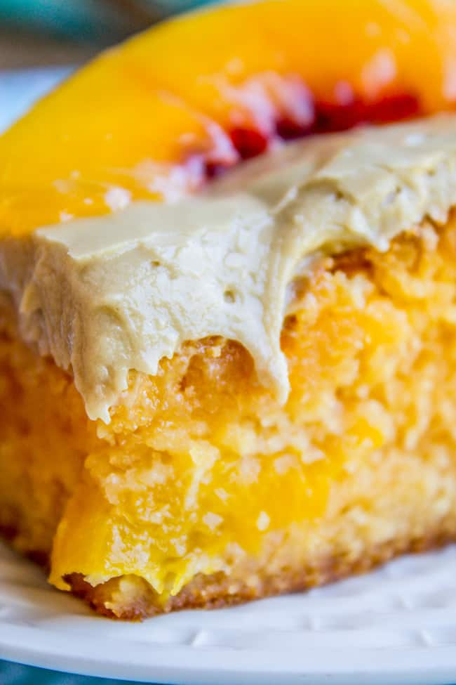 Peach Cake with Brown Sugar Frosting - The Food Charlatan