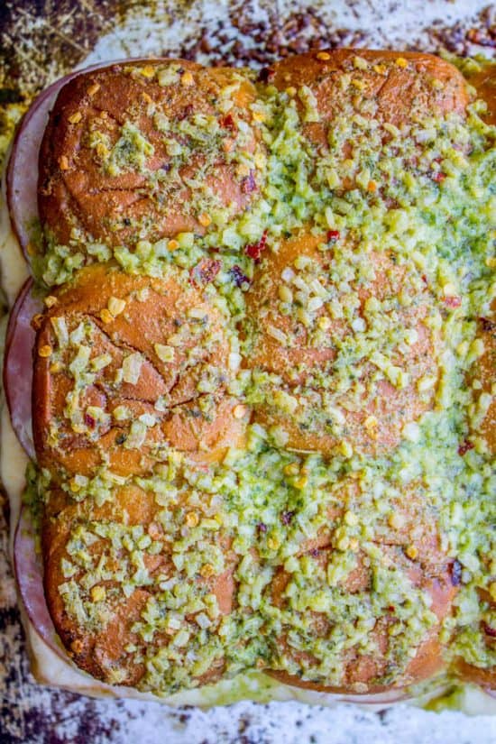 Canadian Bacon and Havarti Cheese Sliders with Pesto Glaze The Food